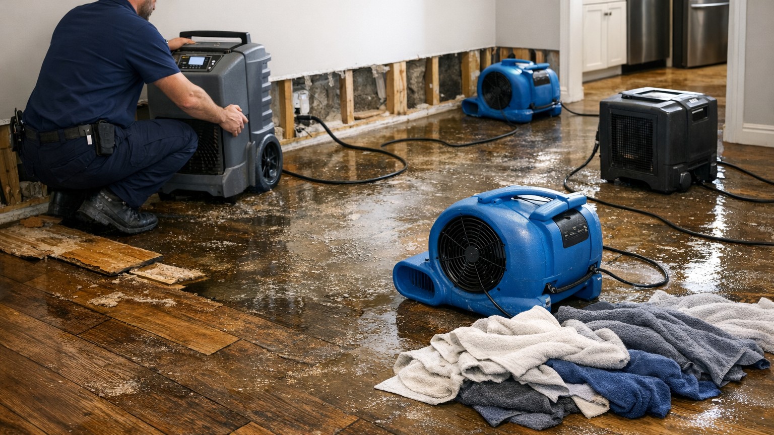 Water leak cleanup and drying