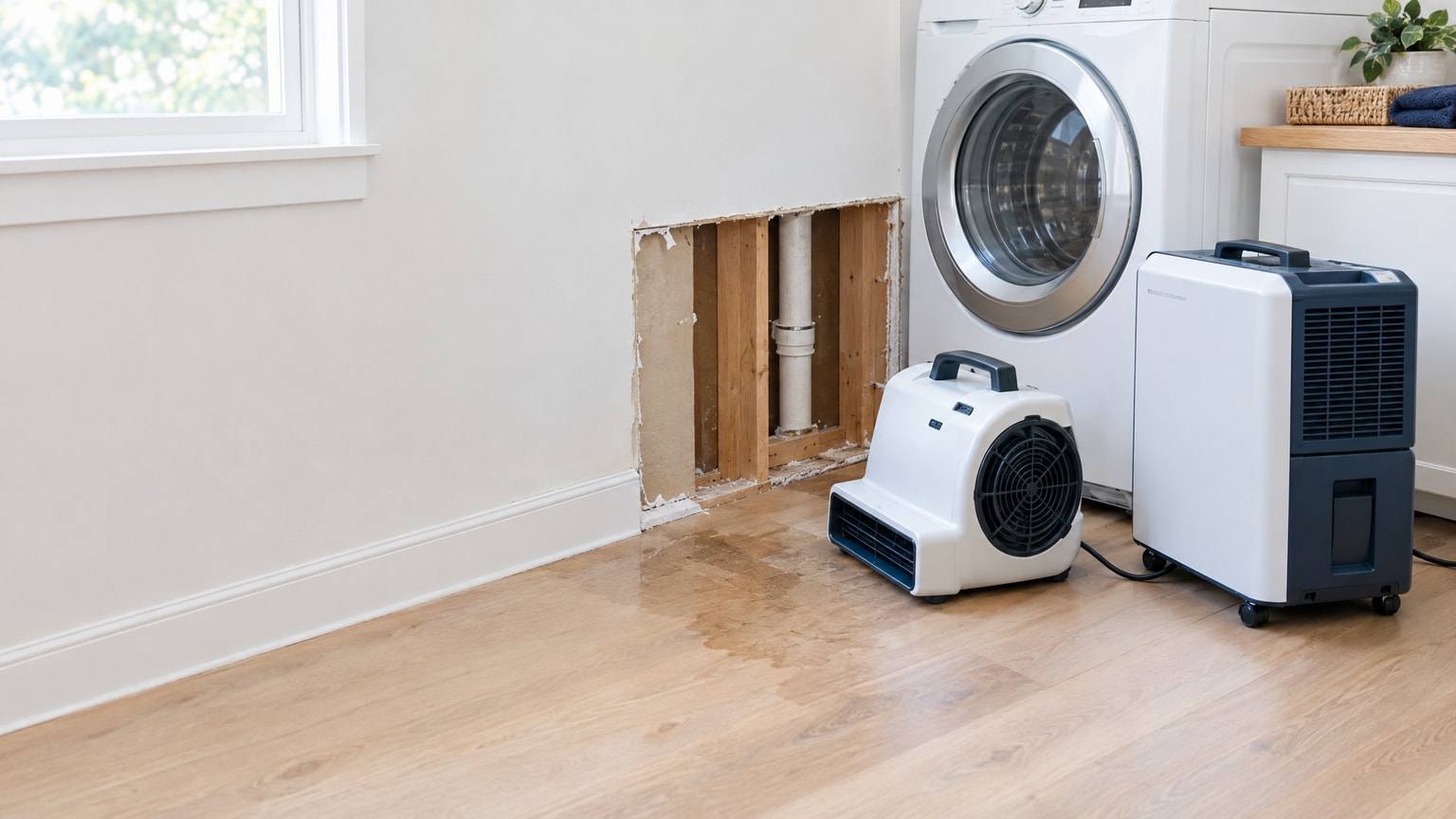Water leak cleanup and drying