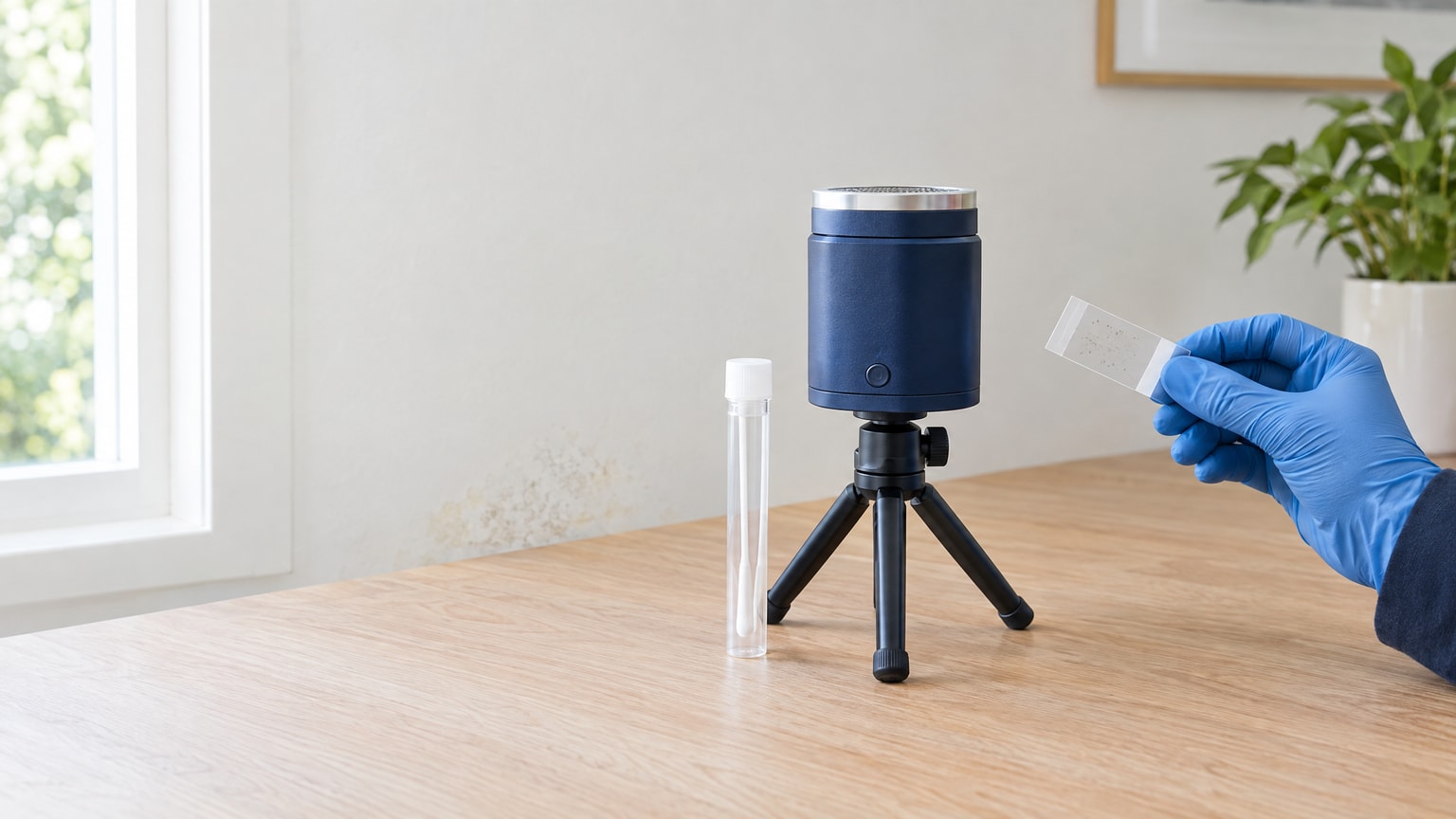 Side by side comparison of air sampling and surface sampling for mold