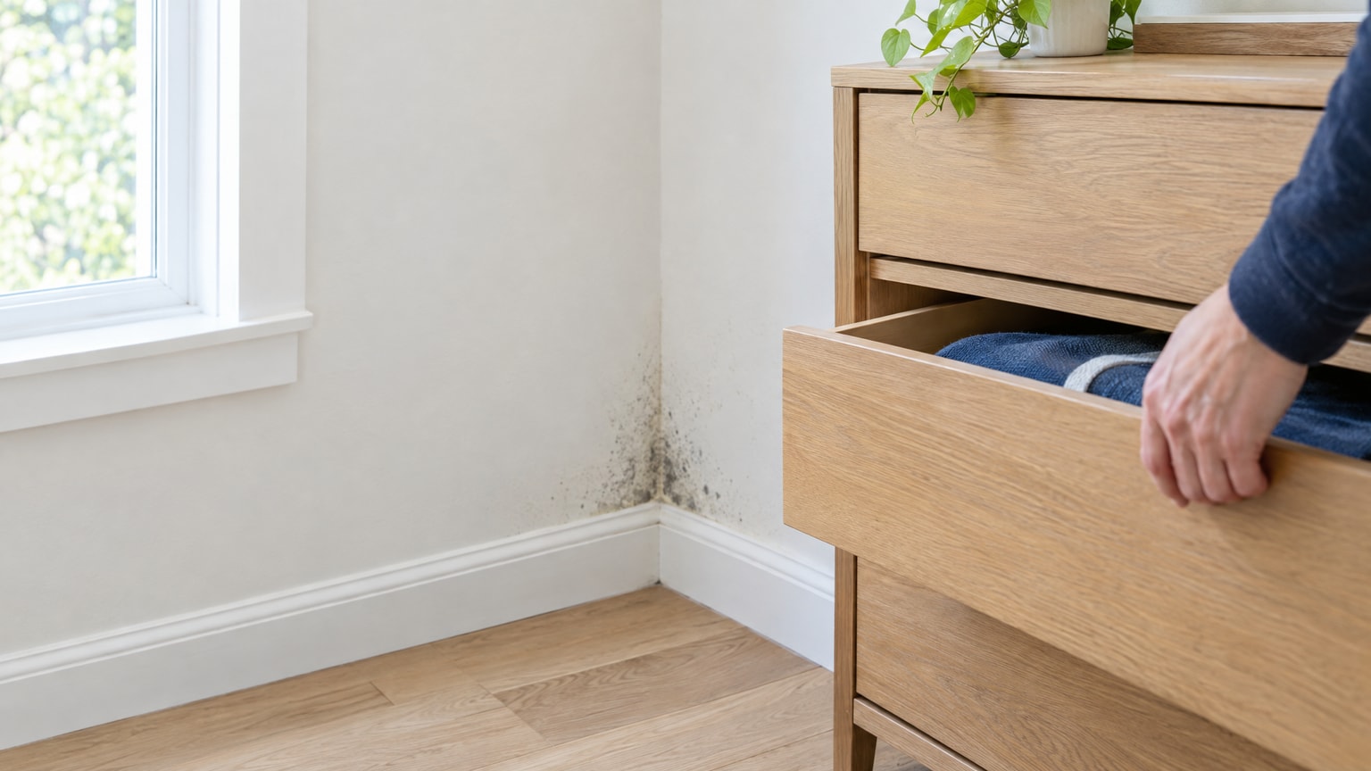 Dark mold growth on a wall