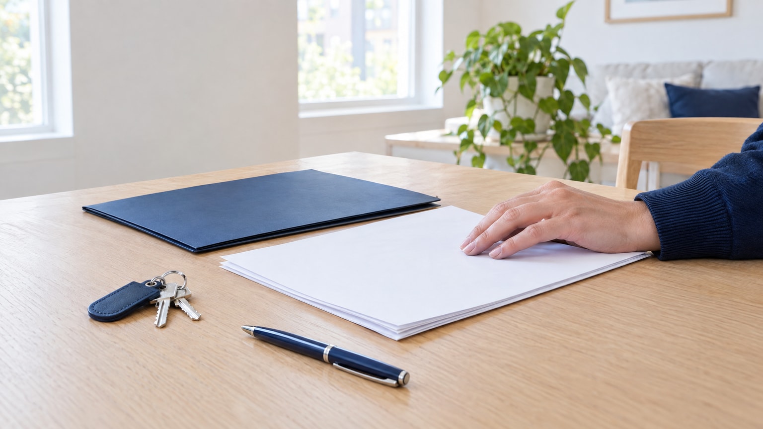 Tenant reviewing lease paperwork