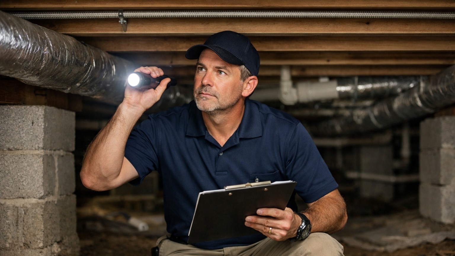 Home buyer inspecting property for mold issues