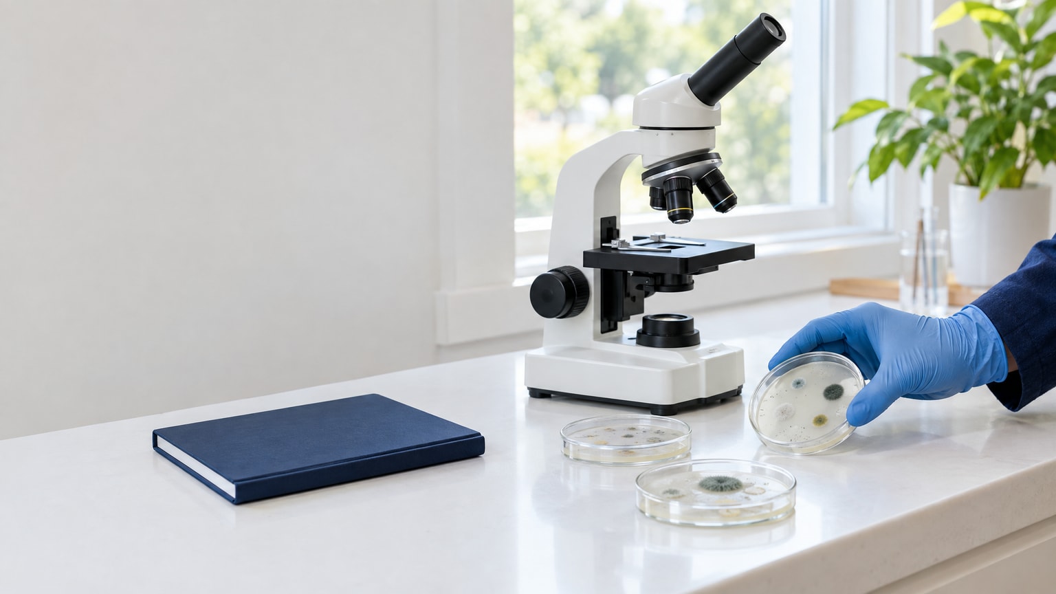 Microscopic view of common indoor mold species