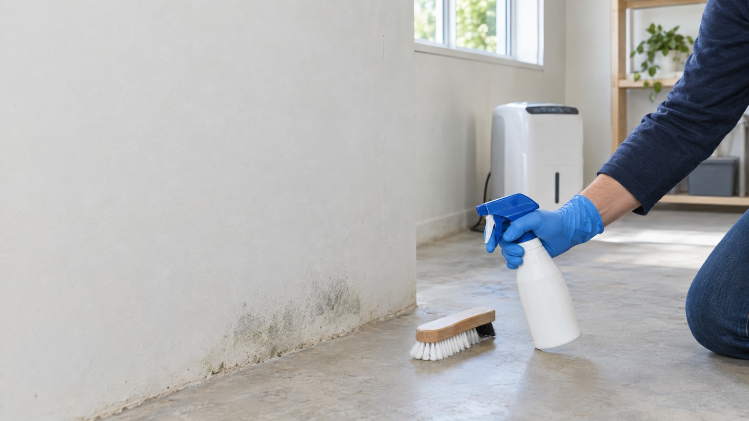 Mold growth on concrete basement floor and walls