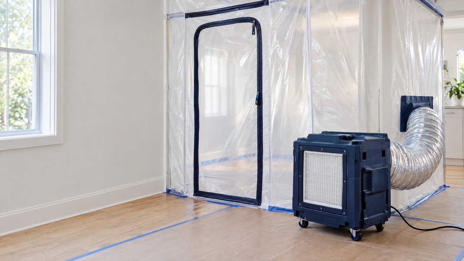 Containment barrier and negative air setup
