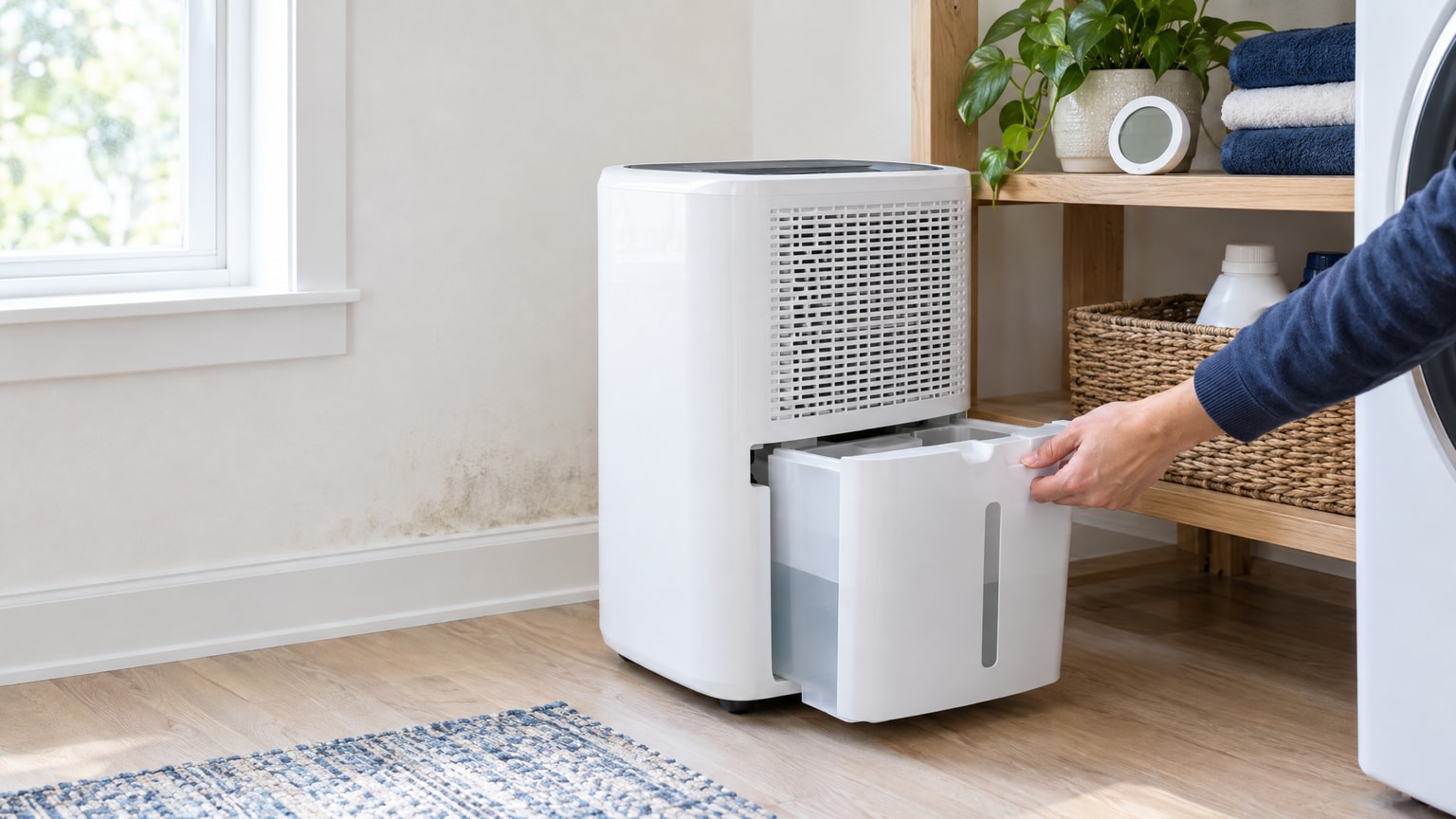 Dehumidifier in a damp room