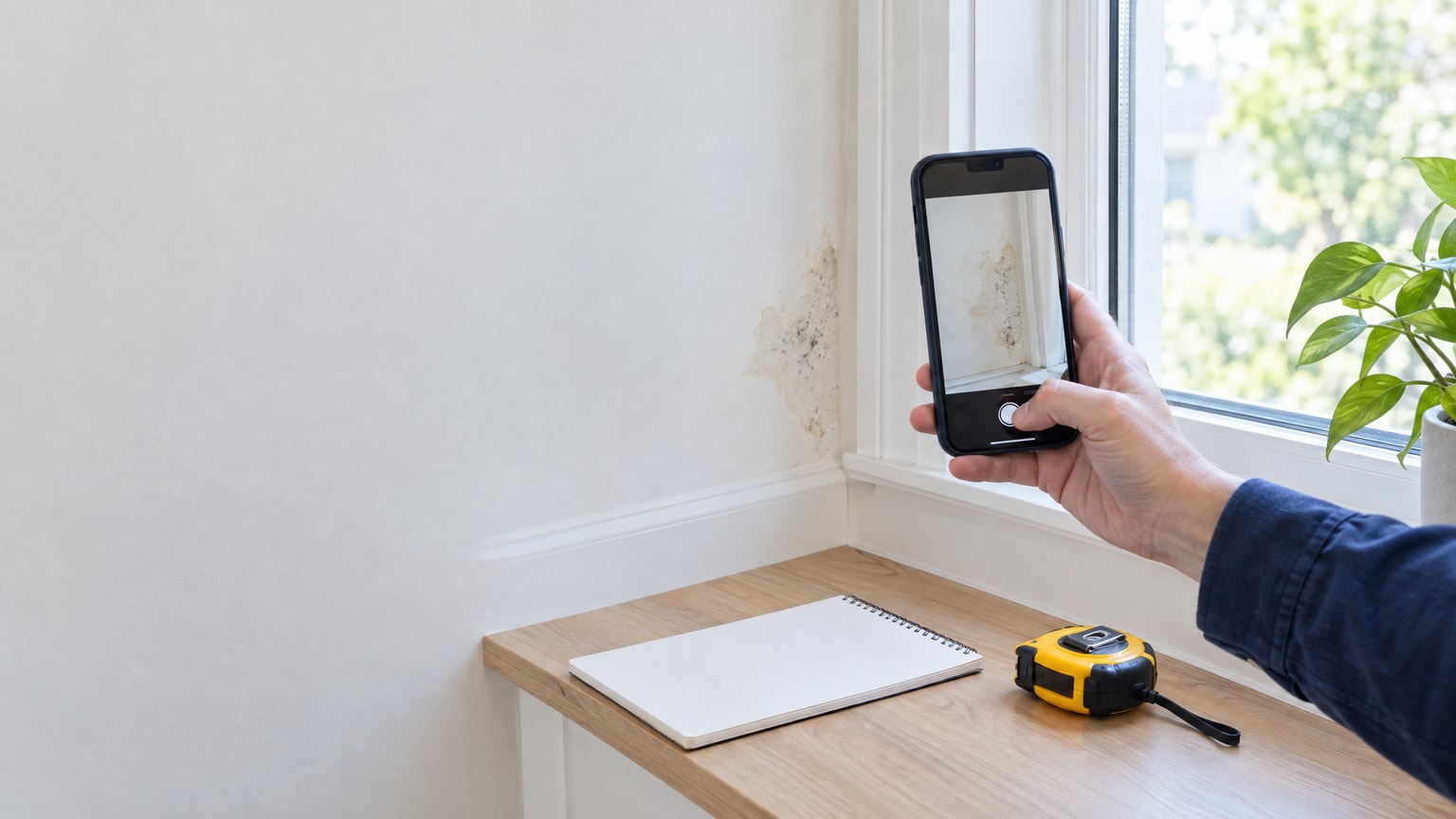 Tenant documenting mold with photos