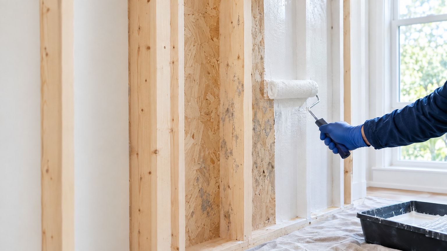 Protective coating applied to a cleaned surface during mold remediation