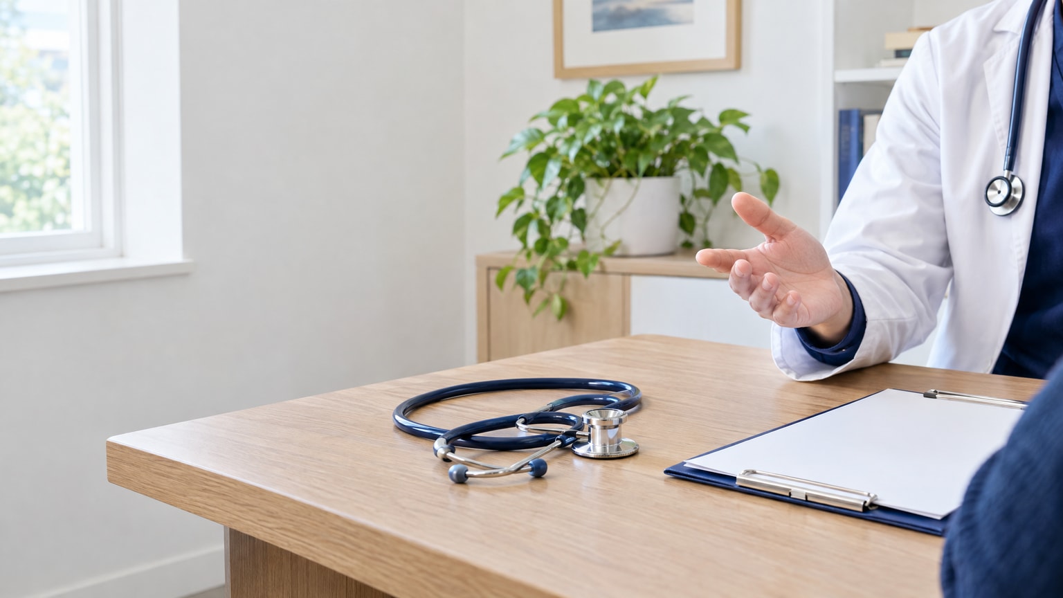Person consulting with healthcare provider about respiratory symptoms