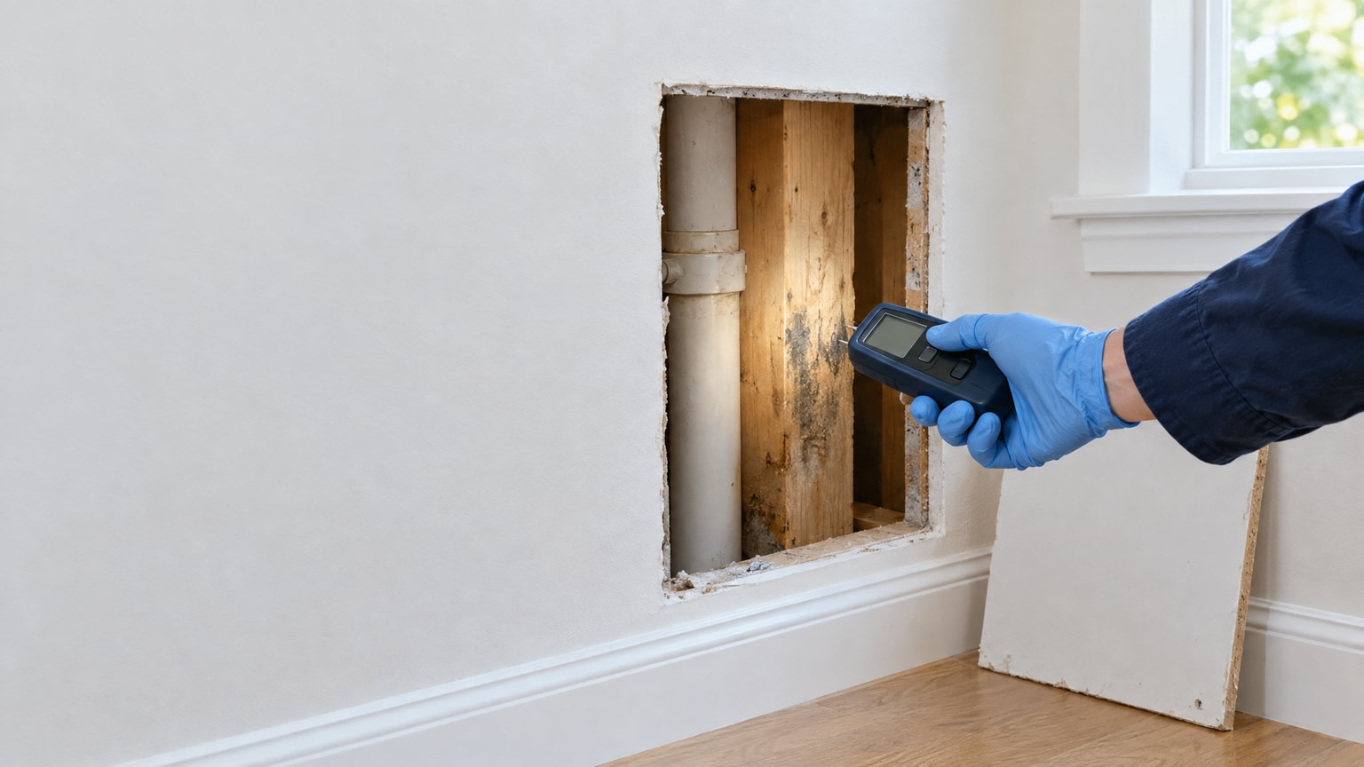 Hidden mold behind wall surface