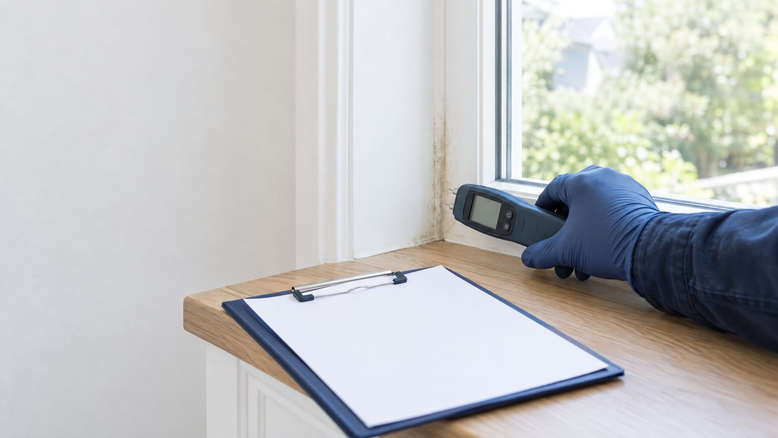 Home inspector examining a property