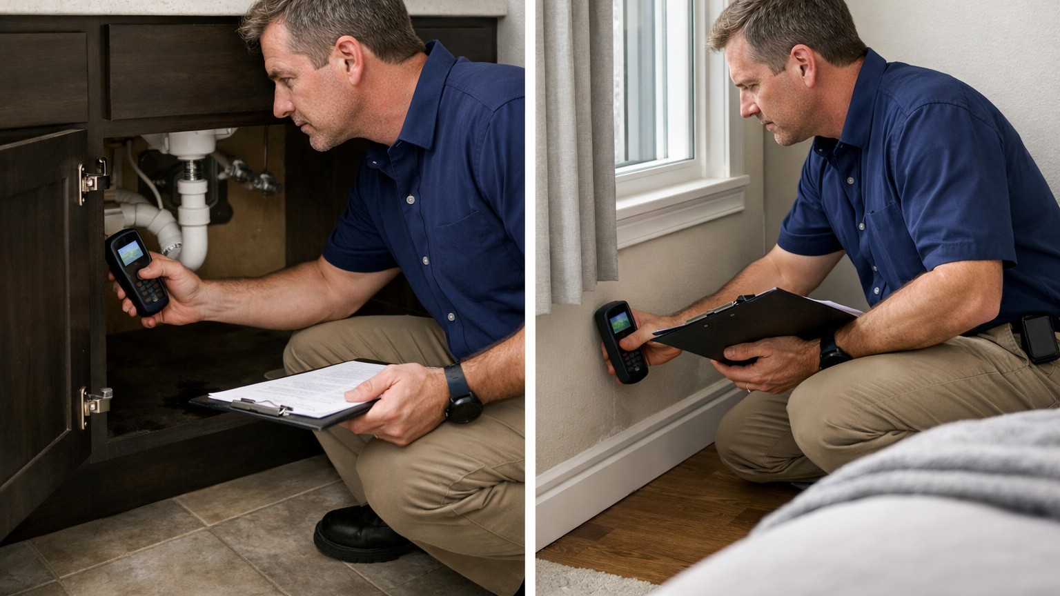 Professional landlord conducting property inspection