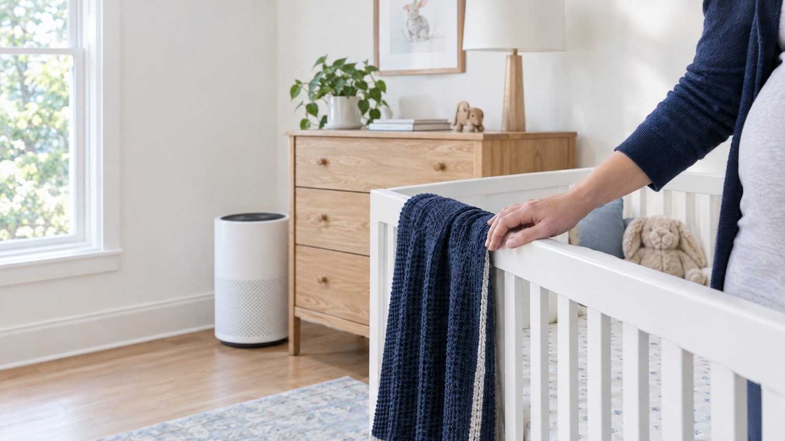 Pregnant woman in a comfortable home environment