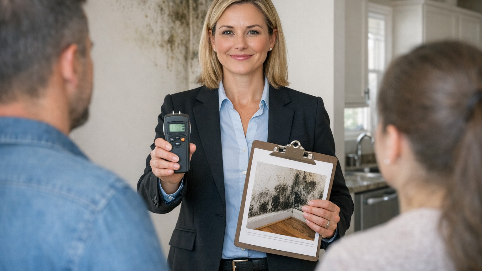 Real estate agent showing a home