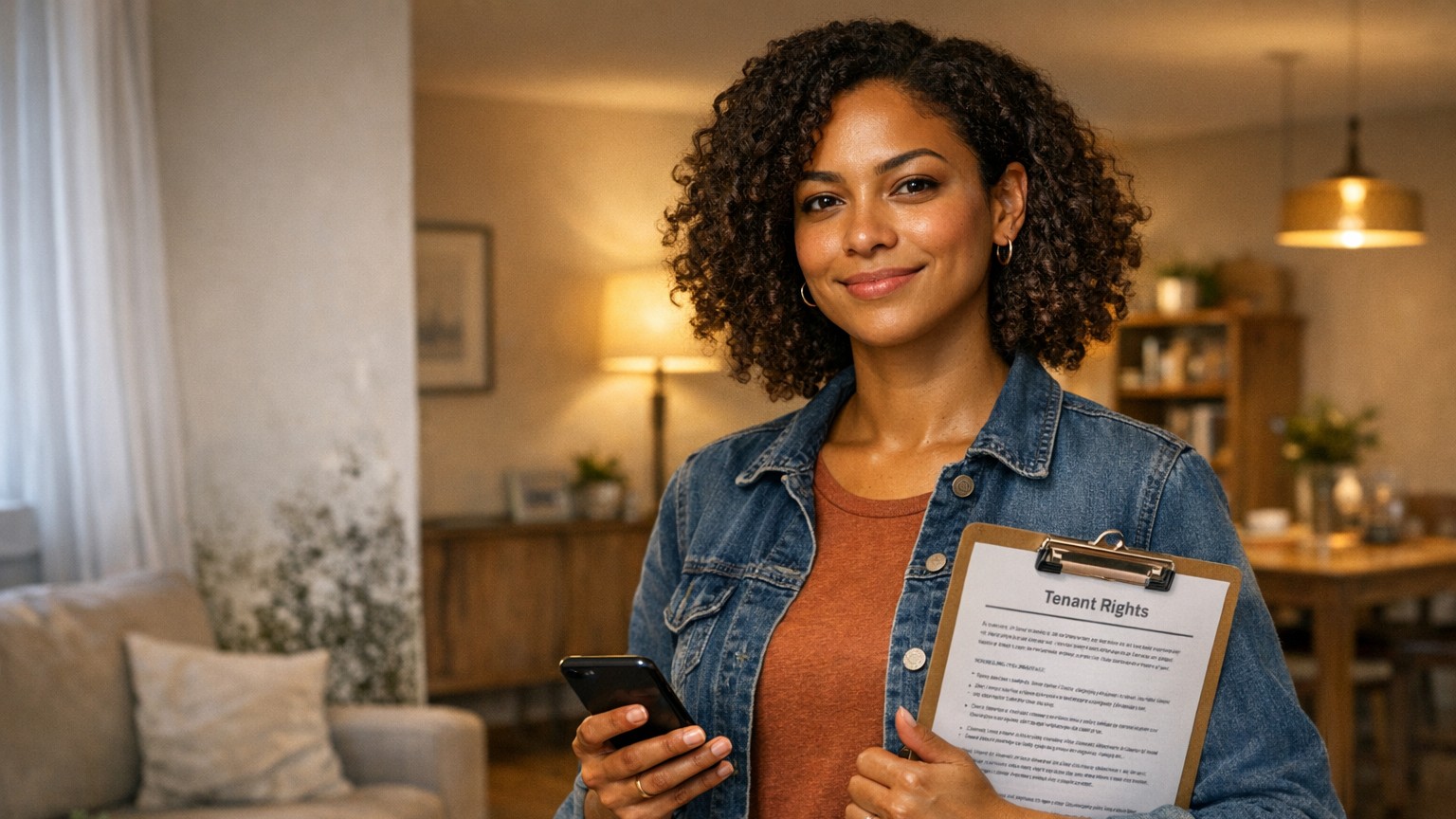 Renter reviewing tenant rights information